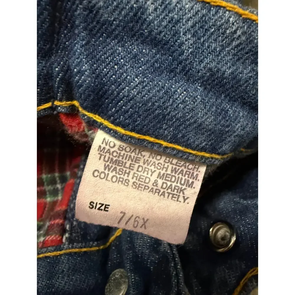 Vintage Osh Kosh B'Gosh Flannel-Lined Kids Denim Jeans Size 7/6X USA